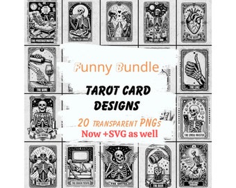Funny Tarot Cards Bundle SVG, Tarot card design gift, Funny Tarot Card PNG, skeleton clipart bundle, skeleton shirt design, Digital Download