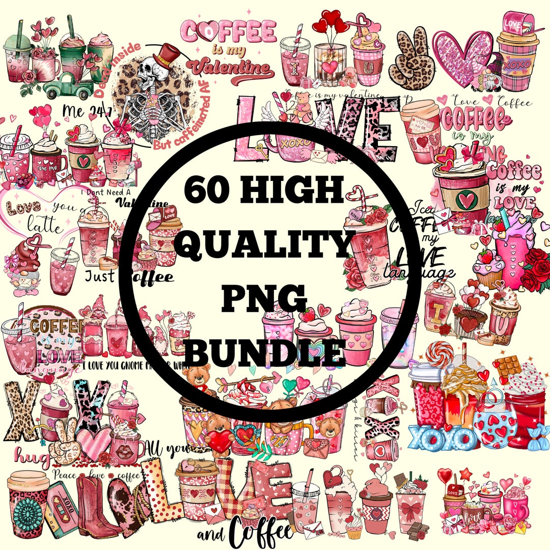 60 Custom Retro Coffee Lover PNG Bundle, Valentine Day Bundle PNG ...