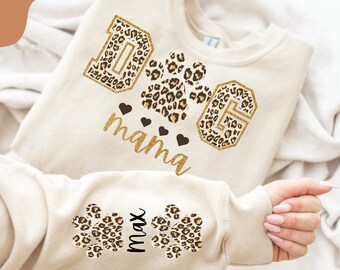Leopard Dog Mama, Custom Dog Mama Png, Custom Dog Names, Dog Paw Png, Glitter Dog Mom, Dog Lovers Png, Custom Dog Name Tshirt Sublimation