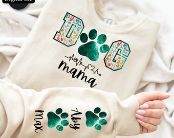Glitter Dog MAMA Custom Sleeve Png, Dog Paw Png, Custom Dog Name shirt Png, Leopard Glitter Dog Mama, Glitter Dog Mom, Dog Lover shirt Png