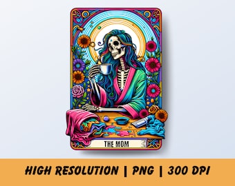 The Mom Colorful Tarot Cards PNG, Funny Tarot Card Gift, Tarot Card Designs, Mama Sublimation, Caffeinated Mom Mama Png, Mom Witchy Vibes