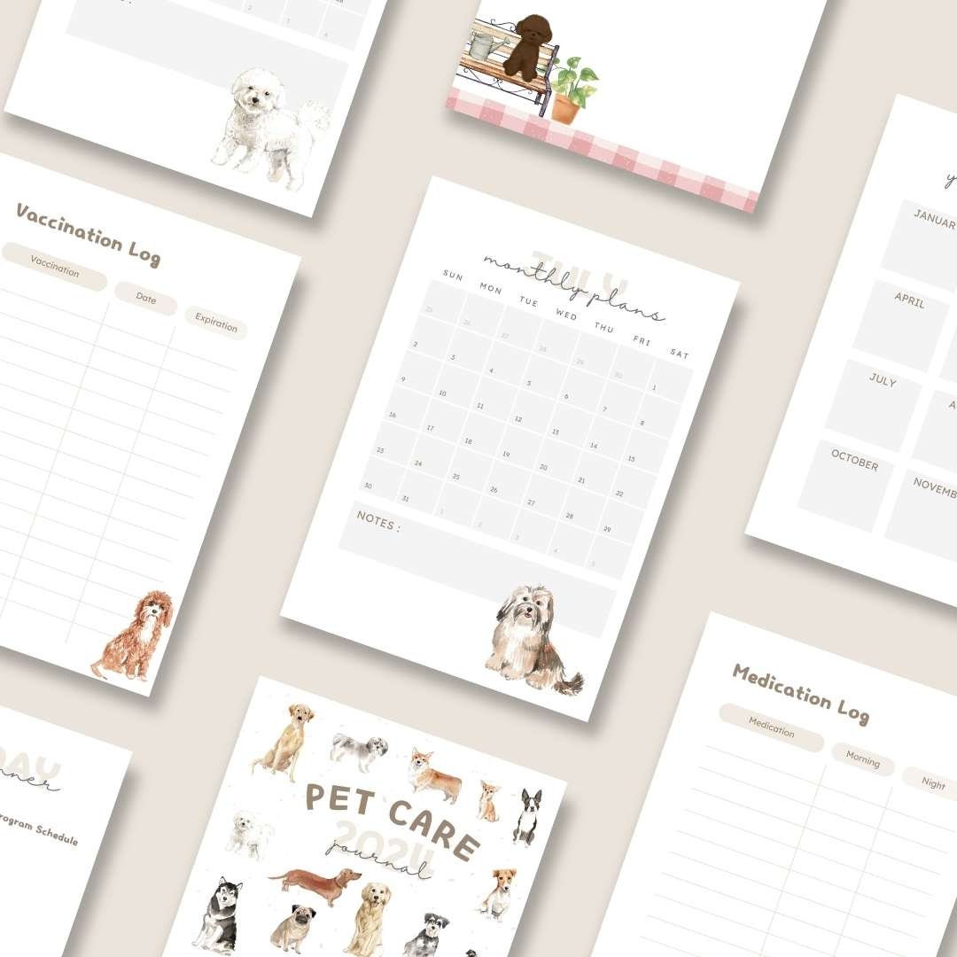 Printable, Editable, Digital Print Pet Care Planner, Journal, Training ...