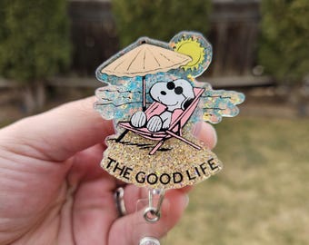 Snoopy summer badge reel. Retractable Snoopy ID holder.