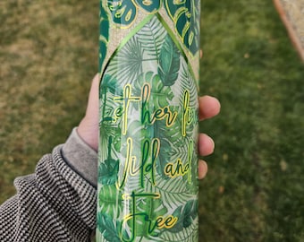 Monstera leaf tumbler. Tropical tumbler. 20oz stainless steel.