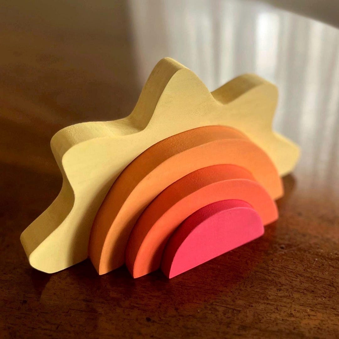 Wooden Sun Stacking Toy: Montessori Baby Toddler Puzzle - Etsy