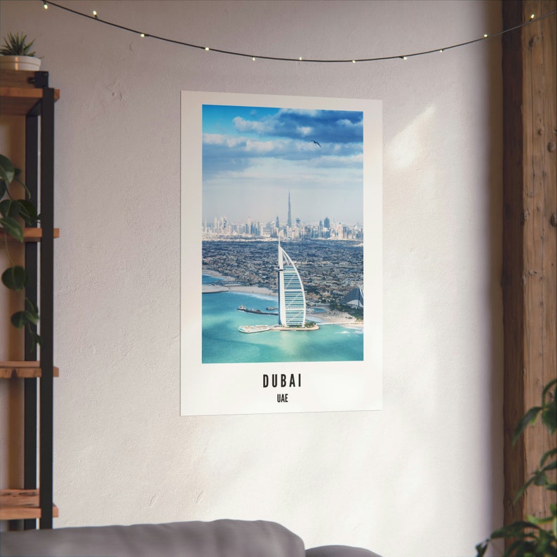 Dubai Skyline Travel Poster Print, Dubai UAE Travel Print Poster, United Arab Emirates Traveling