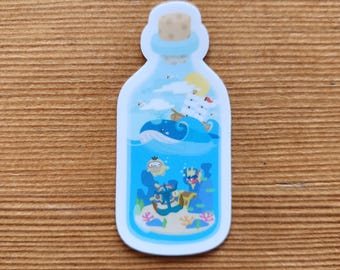 Swimming Duck Bottle Die cut Sticker