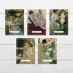 Muttertagskarten | Set mit fünf Designs | A2, A6 | SOFORTIGER DOWNLOAD | Jessie Willcox Smith Kunstwerk