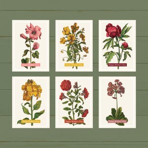 Moederdagkaarten | Set van zes ontwerpen | A2, A6 | DIRECT DOWNLOADEN | Vintage bloemenkunstwerk