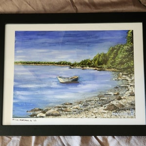 SIGNED NUMBERED PRINT - Boat in Pretty Marsh Cove Mount Desert Island Maine