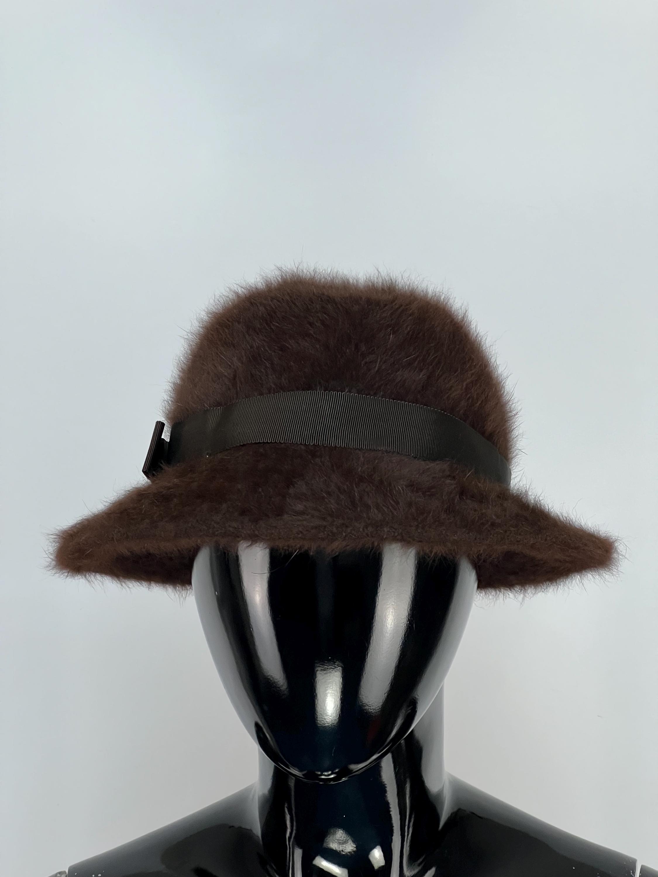 Betmar angora Rabbit hair fur blend black bucket hat Estelle Black Rex Rabbit Fur Bucket Hat: FurHatWorld.com main image 3