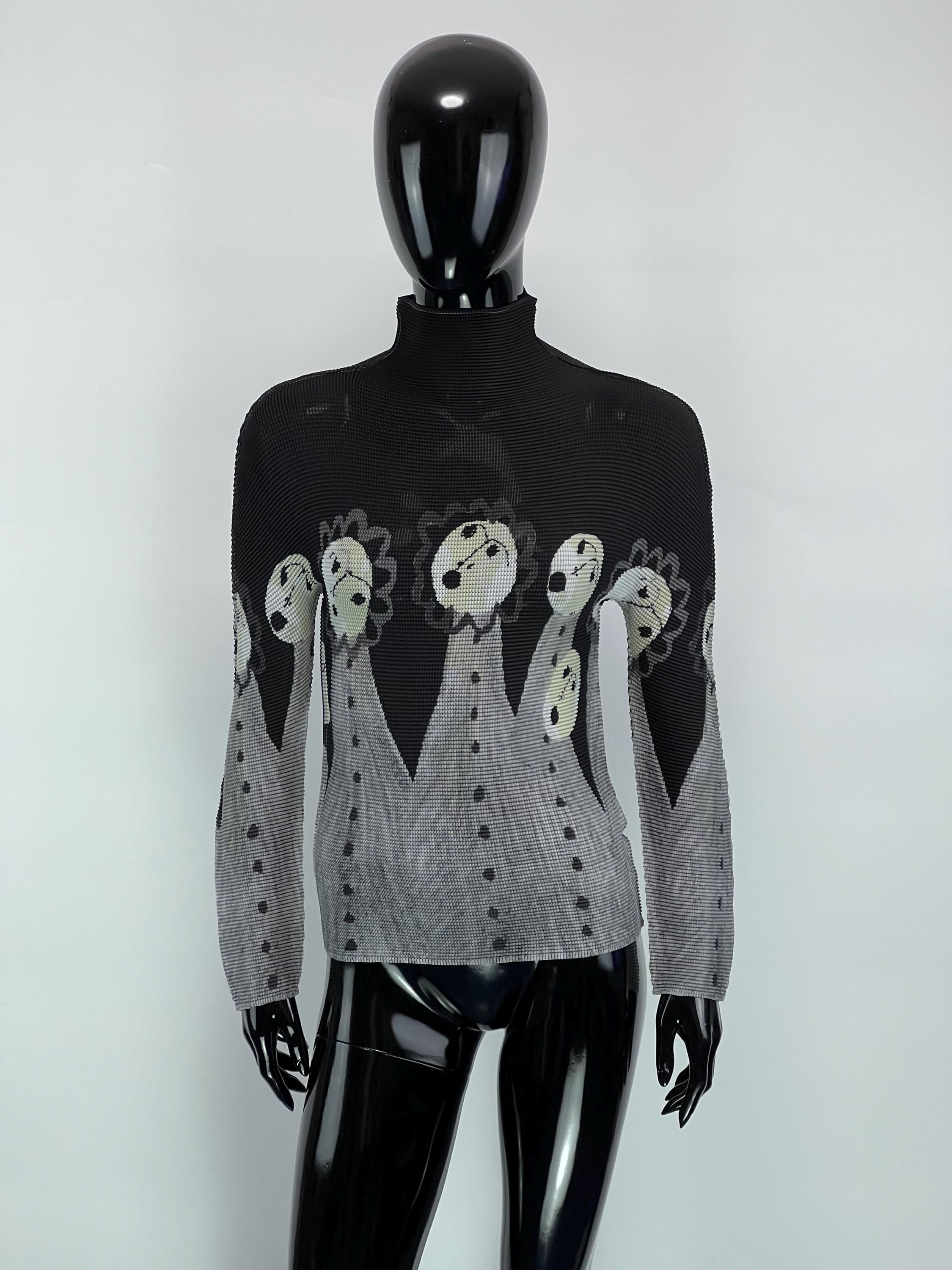 美品 イッセイミヤケ ISSEY MIYAKE シャツ ブラウス ハイネック ロングスリーブ 長袖 プリーツ トップス レディース M イッセイミヤケ レディース プリーツ ハイネック ロングスリーブ