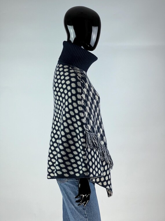 Armani Jeans Wool Fringe Turtleneck Poncho Cape Size M Oversized