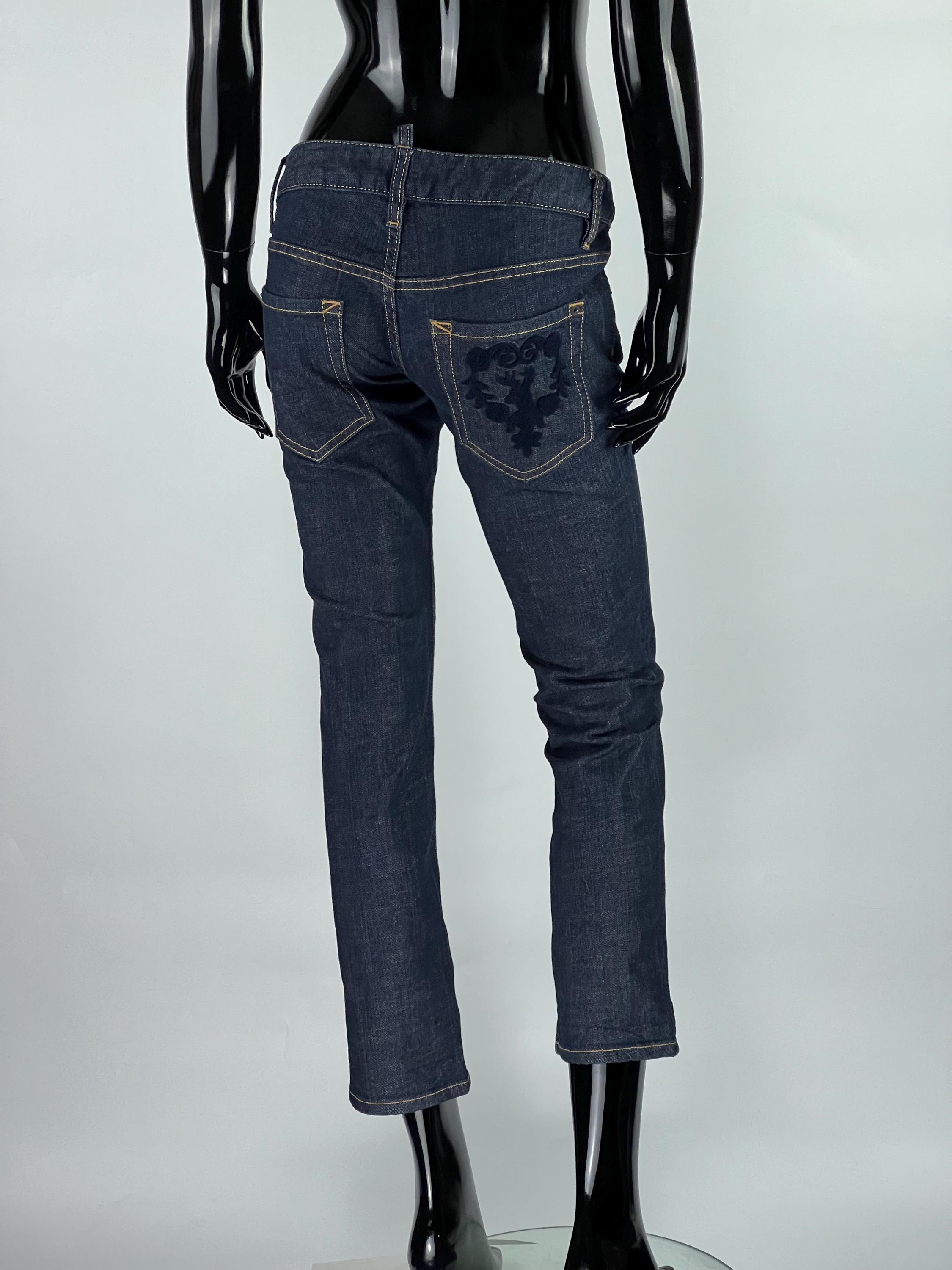 Dsquared2 レディース ブルー クロップド ローライズ スキニー