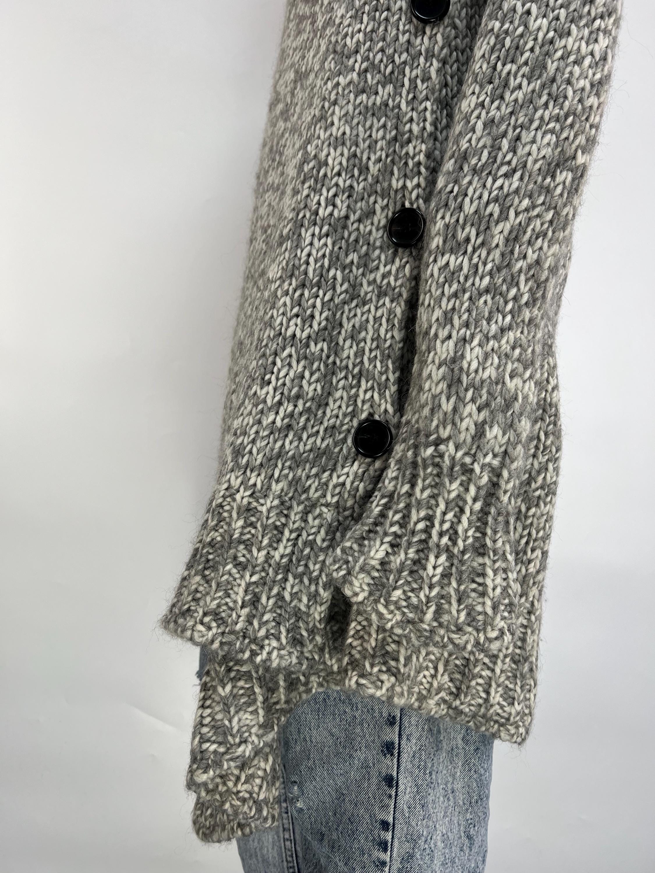 Ann Demeulemeester ニットカーディガン アルパカ100% Rare Ann Demeulemeester Women's Gray Wool Alpaca Asymmetrical