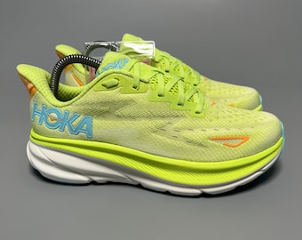 US 7B Hoka One One Clifton 9 Laufschuhe Walking Gym 1127896 LCS ‘Lettuce / Solar Flare’