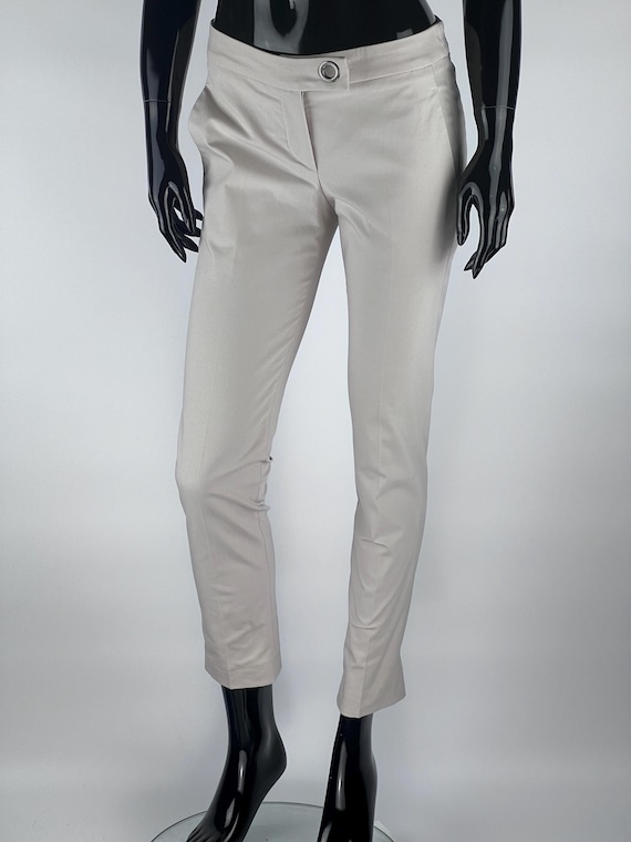 Brunello Cucinelli, Brunello Cucinelli Womens Gray Cropped Cotton Trousers Pants Size IT40 US4