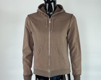 【MALO】BLACK COTTON SWEATSHIRT Malo Women's Brown Cotton Cashmere Full Zip Hoodie Size IT42