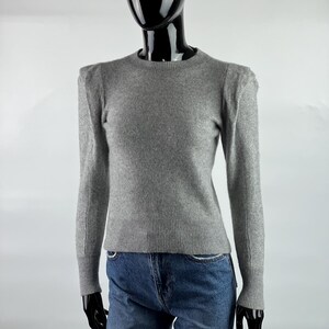 Frame Kennedy Ruffle-Shoulder Cashmere Sweater Gray Women’s Size XS