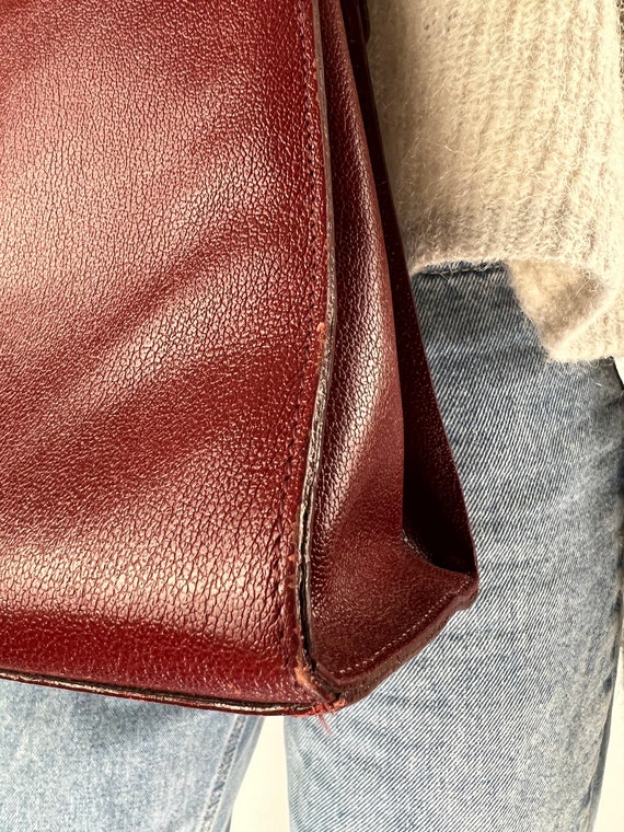 Pourchet Paris Kelly Rare Vintage Leather Top Han… - image 5
