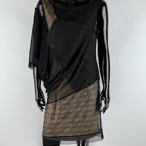 BCBG Max Azria Black Beige Mesh Dress Size L