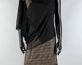 Vestido BCBG Max Azria de malla negra y beige, talla L
