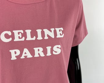 Celine Paris Authentic Big Logo Cropped T-shirt Size M/L - Etsy