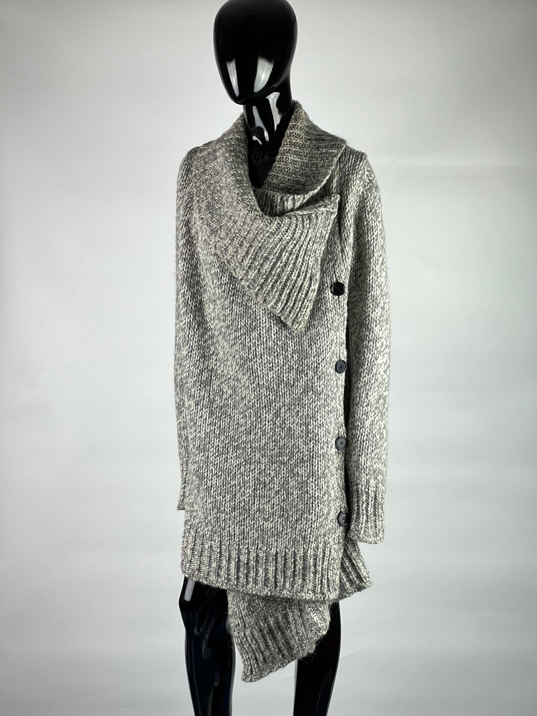 Rare Ann Demeulemeester Women's Gray Wool Alpaca Asymmetrical
