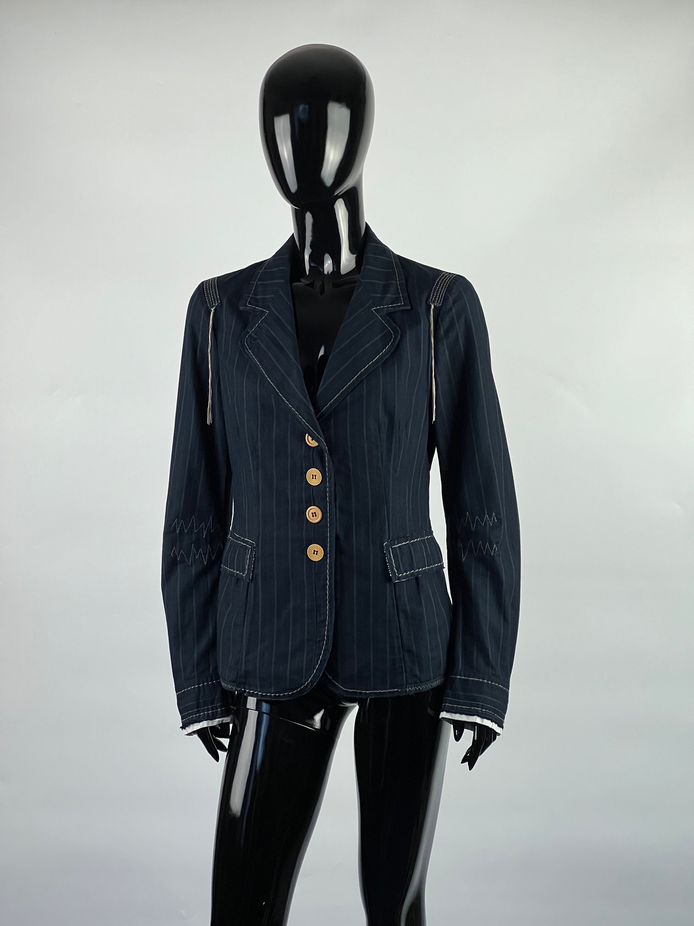 ジャケット Marithe + Francois Girbaud HALF COTTON JACKET navy Marithe Francois Girbaud Vintage Women's Navy Soft Cotton