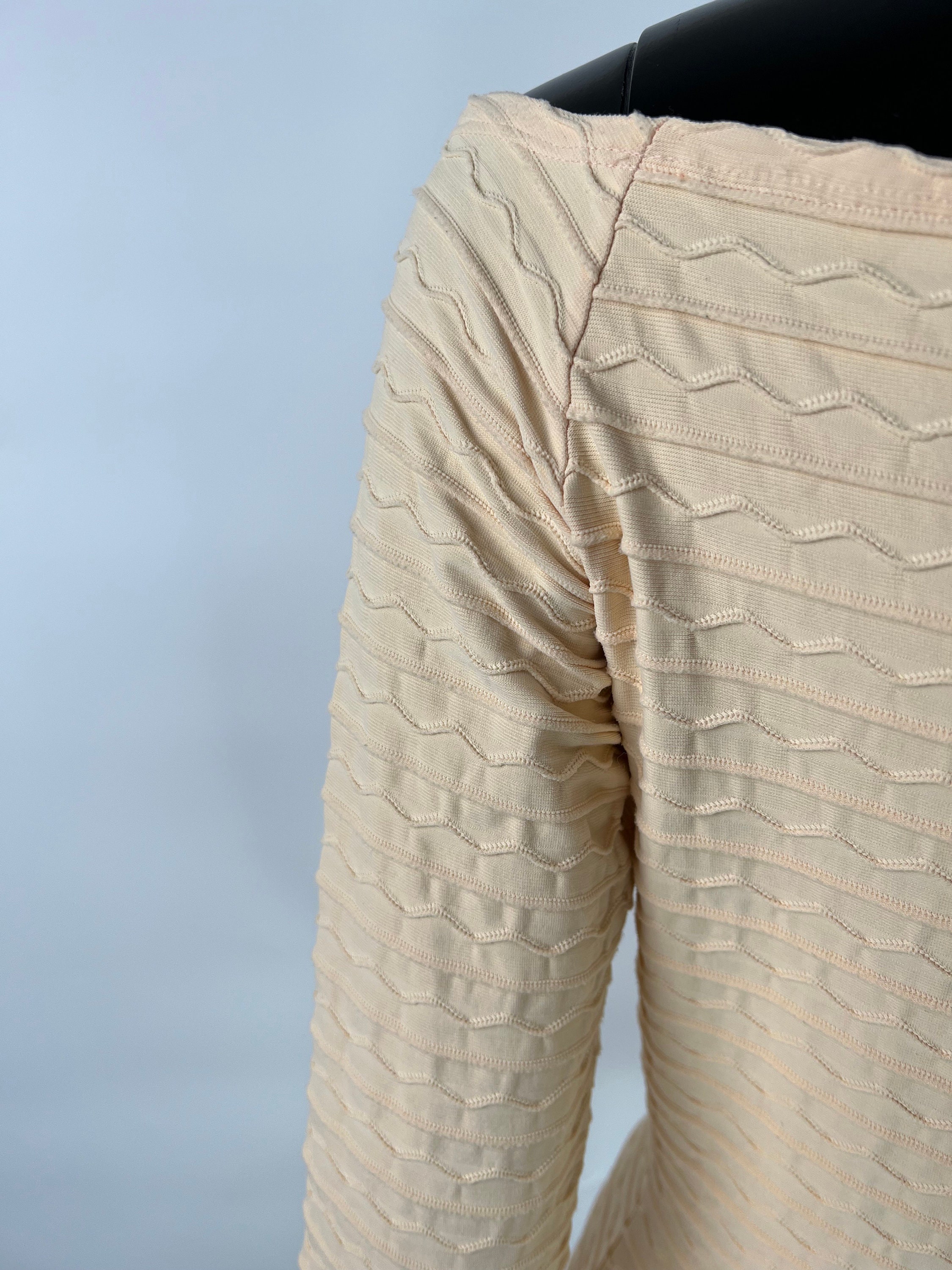 Versus Gianni Versace Vintage Beige Textured Long Sleeve