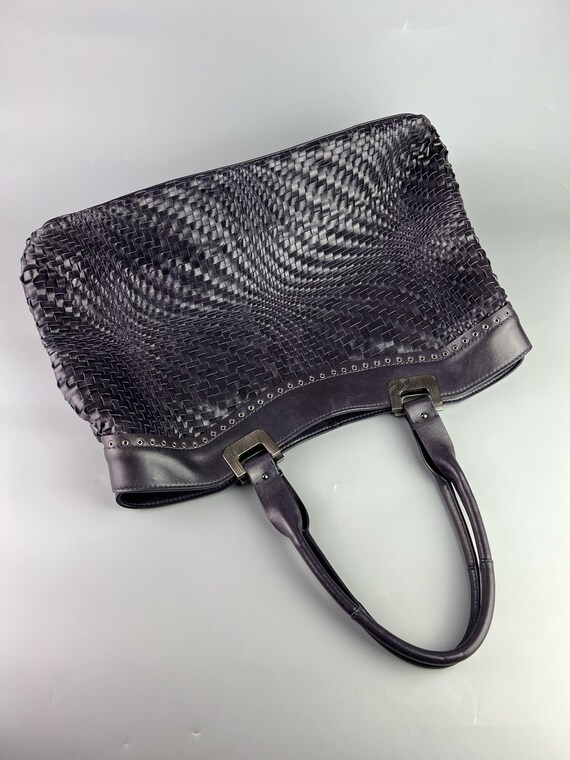 美品 FRANCESCO BIASIA Handbag Y2K Leather Francesco Biasia Purple Woven Leather Handbags Dark - Etsy