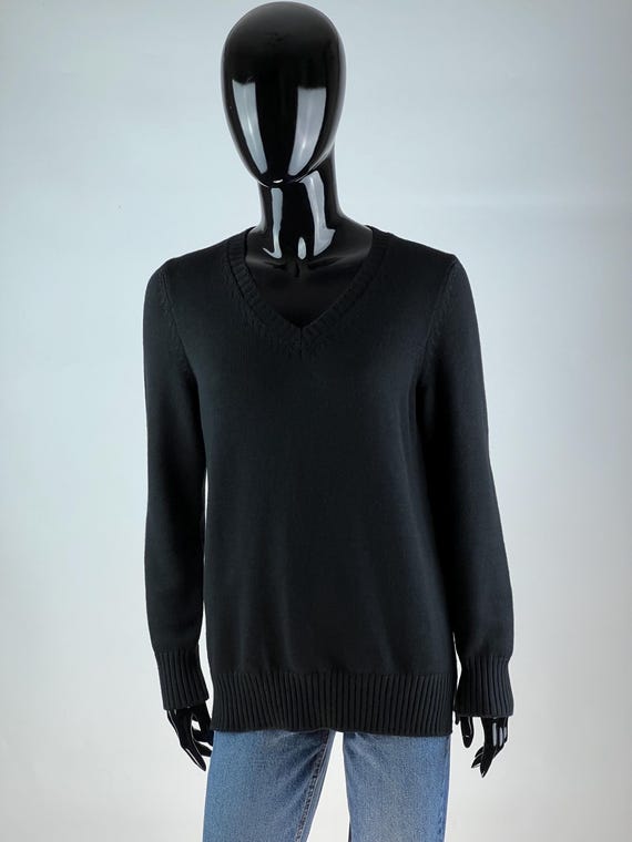 Pull col V en cachemire noir Gran Sasso pour femme, taille IT44