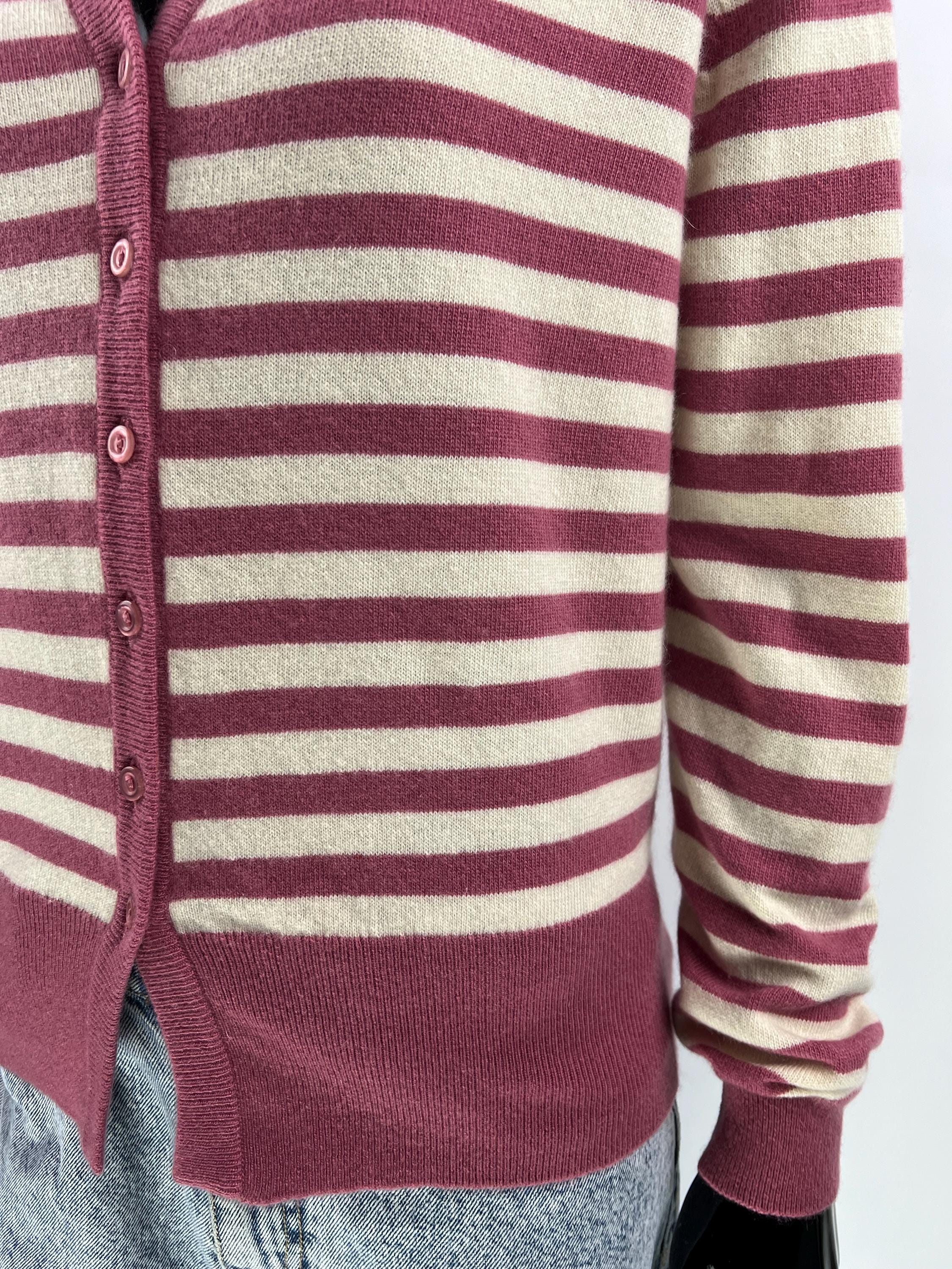 Ballantyne Vintage Women's 100% Pure Cashmere Striped Cardigan