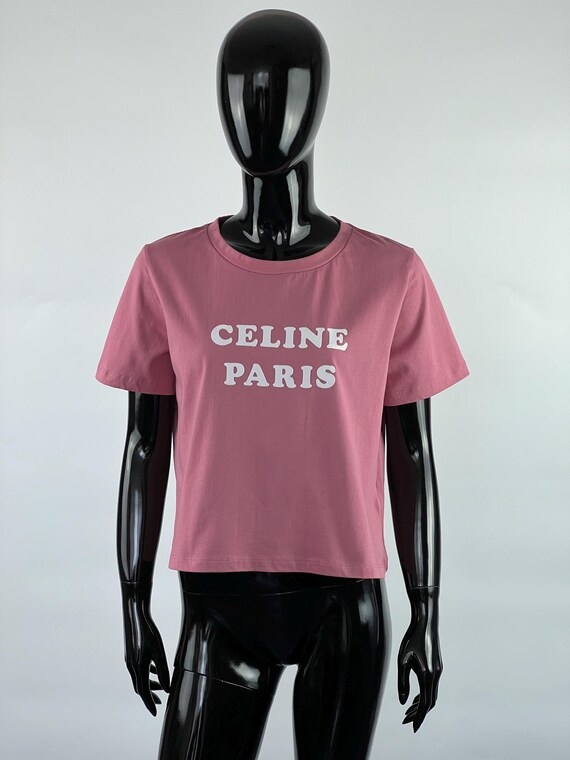 Celine Paris Authentic Big Logo Cropped T-shirt Size M/L - Etsy