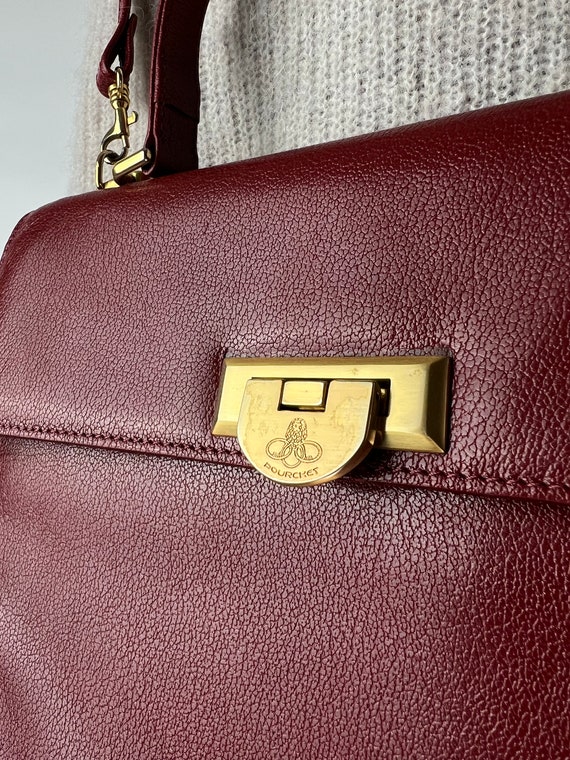 Pourchet Paris Kelly Rare Vintage Leather Top Han… - image 2