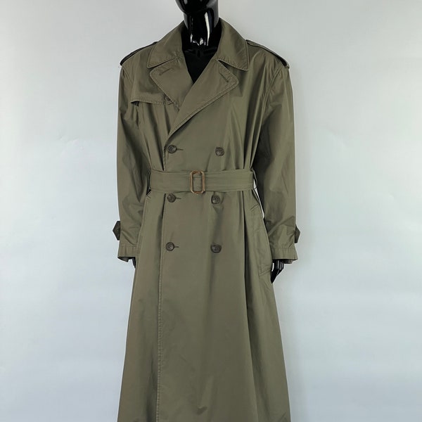 Ralph Lauren Vintage Women's Beige Cotton Double Breasted Trench Coat Size 12