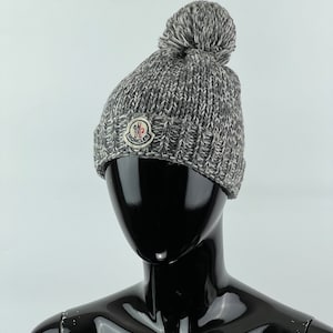 Moncler Wool/acrylic Knit Pom Pom Beanie Hat Gray Size L - Etsy display picture 1