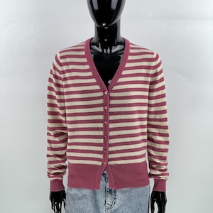 Ballantyne Vintage Women&#39;s 100% Pure Cashmere Striped Cardigan Size S