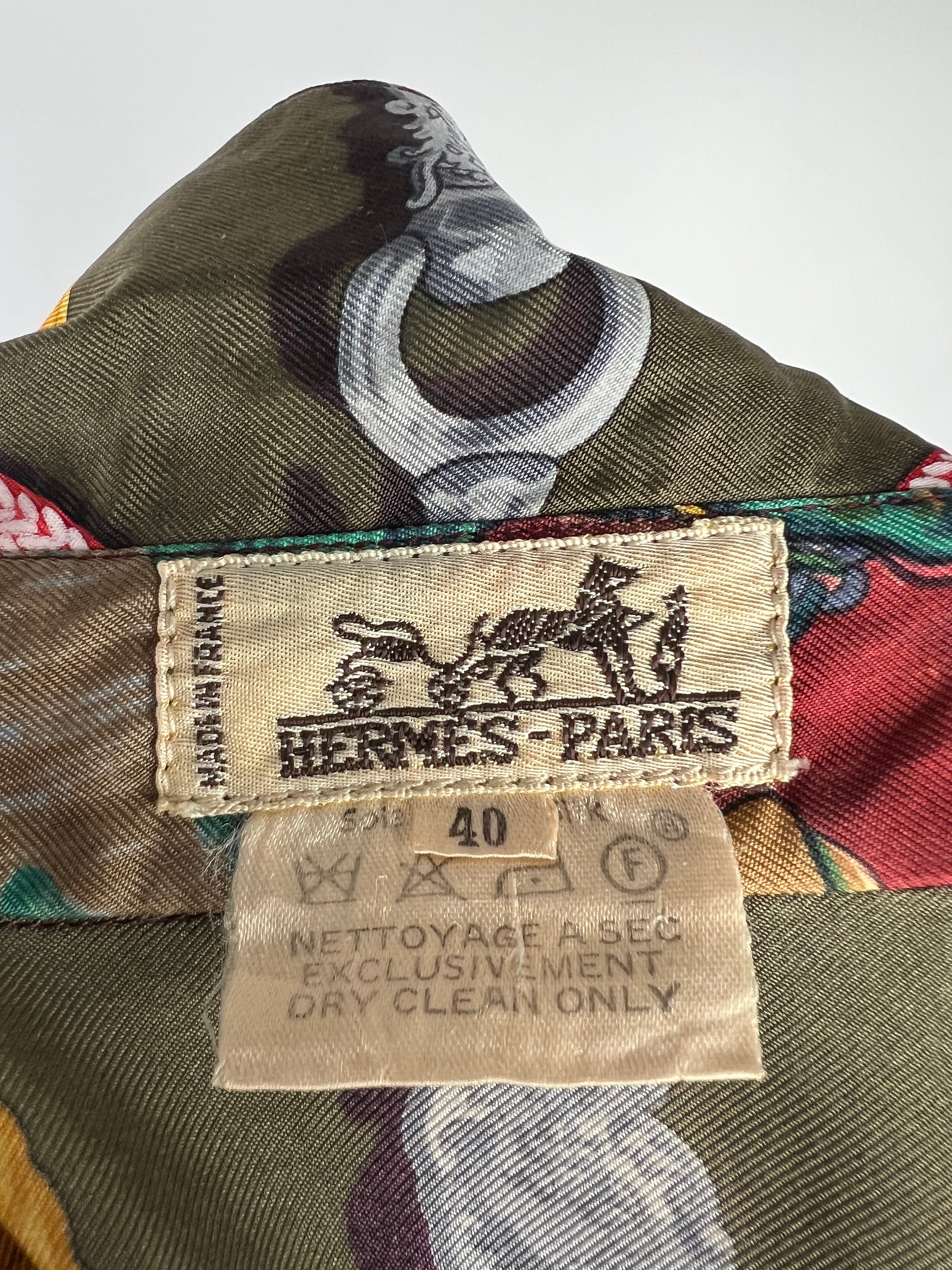 Hermes Authentic Ultra Rare Vintage Women's 100% Silk Button up
