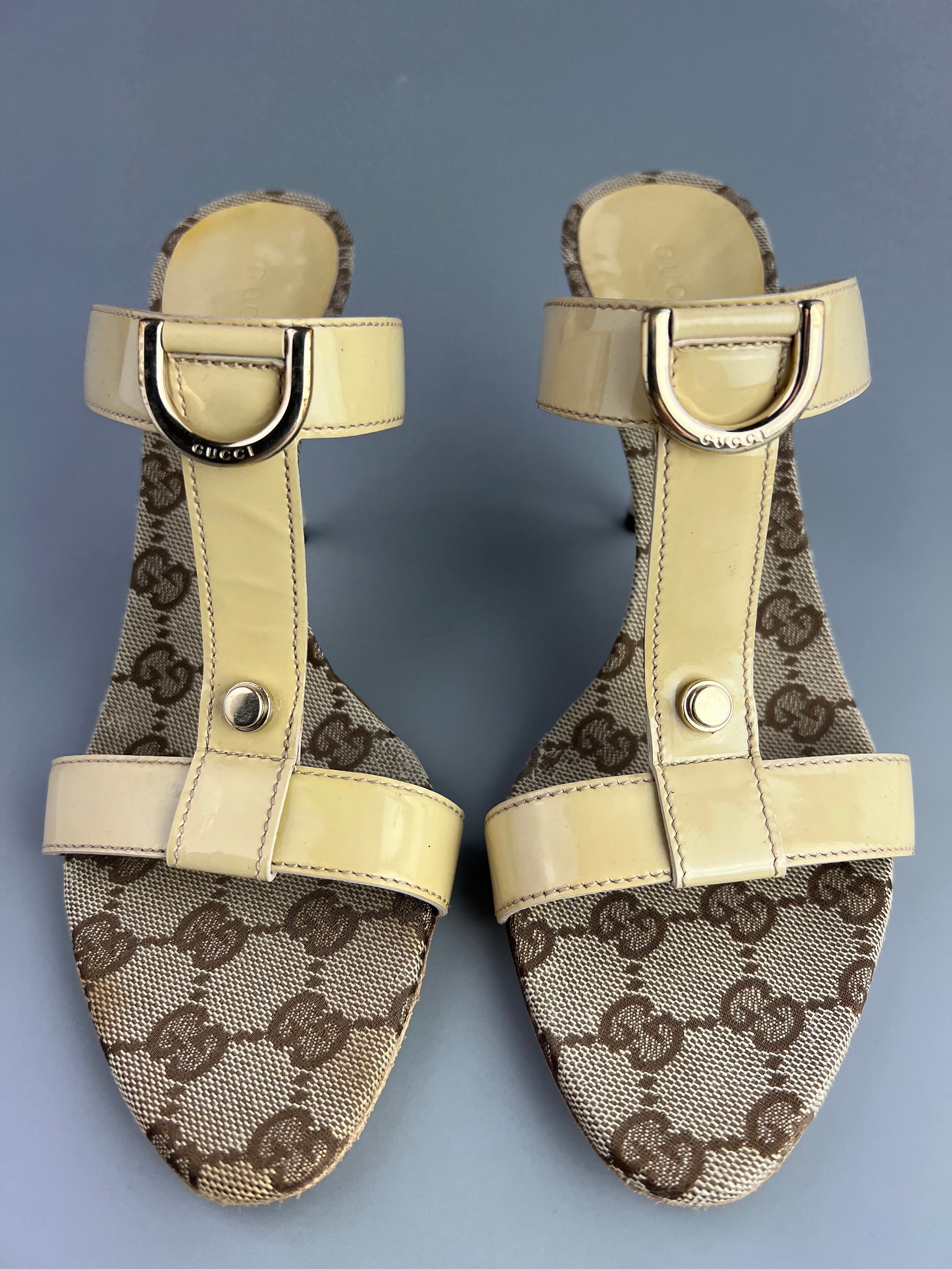 Rare Vintage Gucci Women's Sandals Heels Monogram GG Mules Size