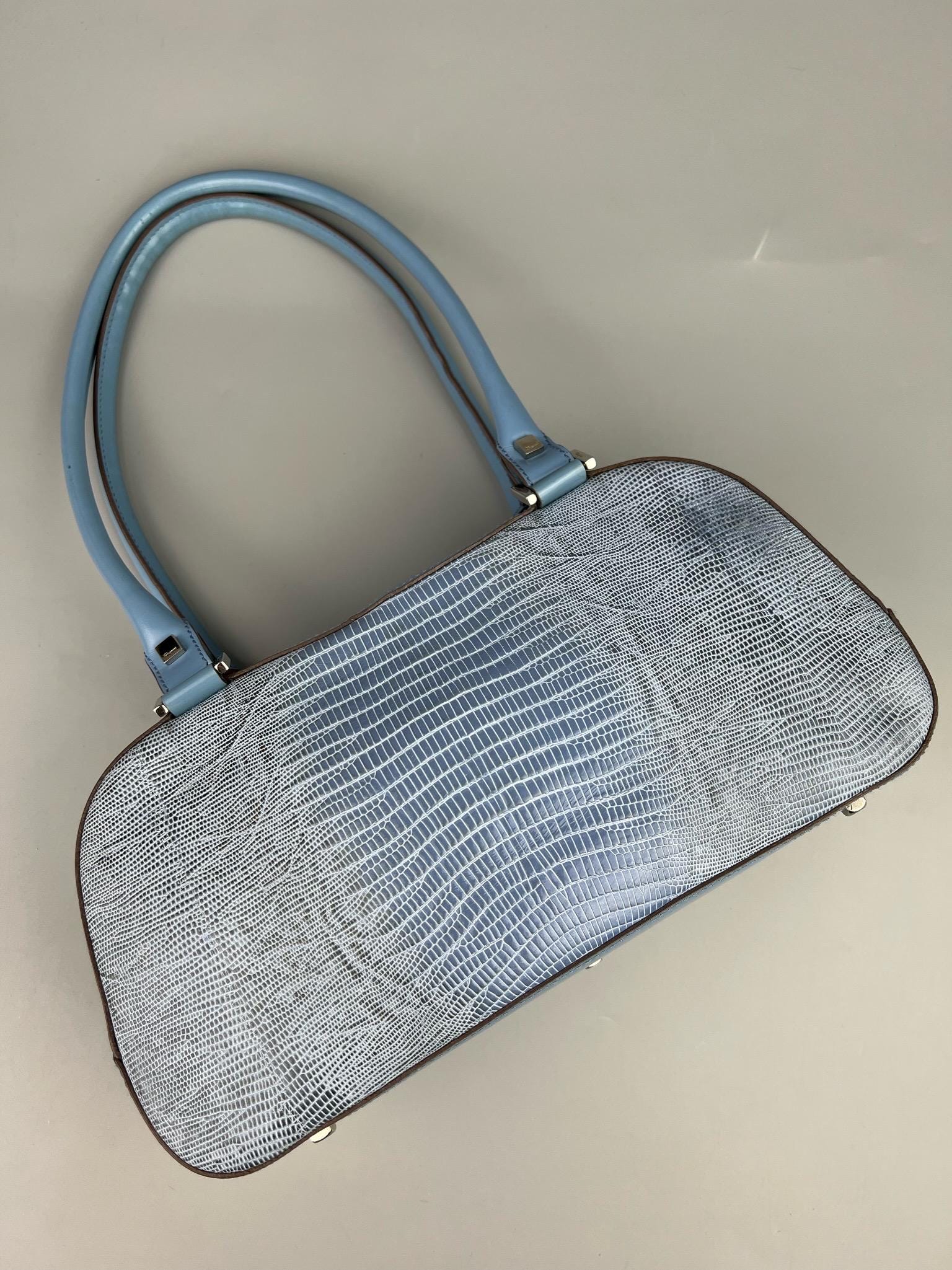 Salvatore Ferragamo Leather Shoulder Bag Blue Authentic AB-21 1234