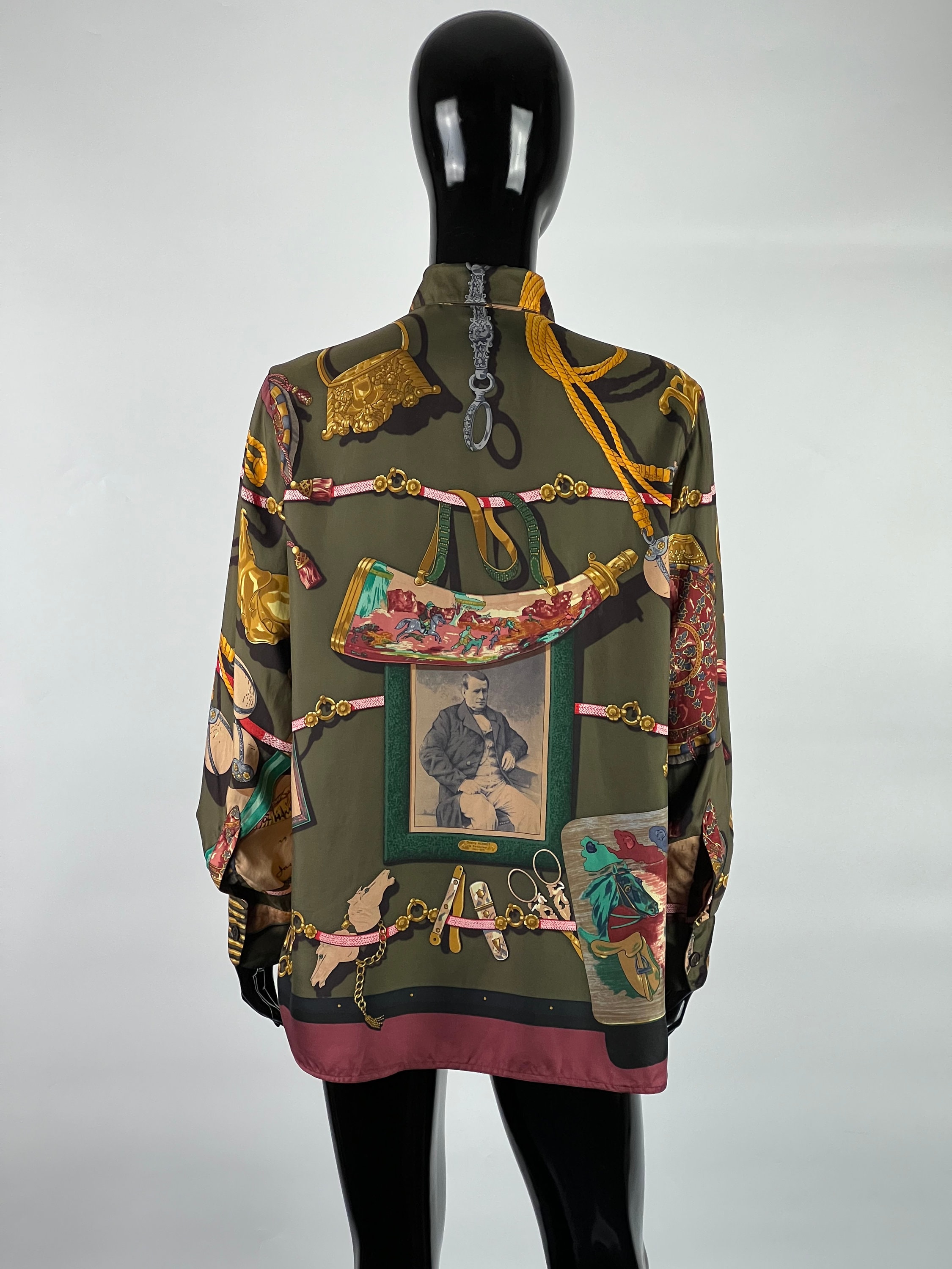 Hermes Authentic Ultra Rare Vintage Women's 100% Silk Button up