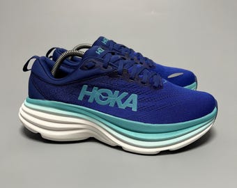 Hoka One One Bondi 8 Running Shoes Walking Gym 1127952 BBES ‘Bellwether Blue / Evening Sky’