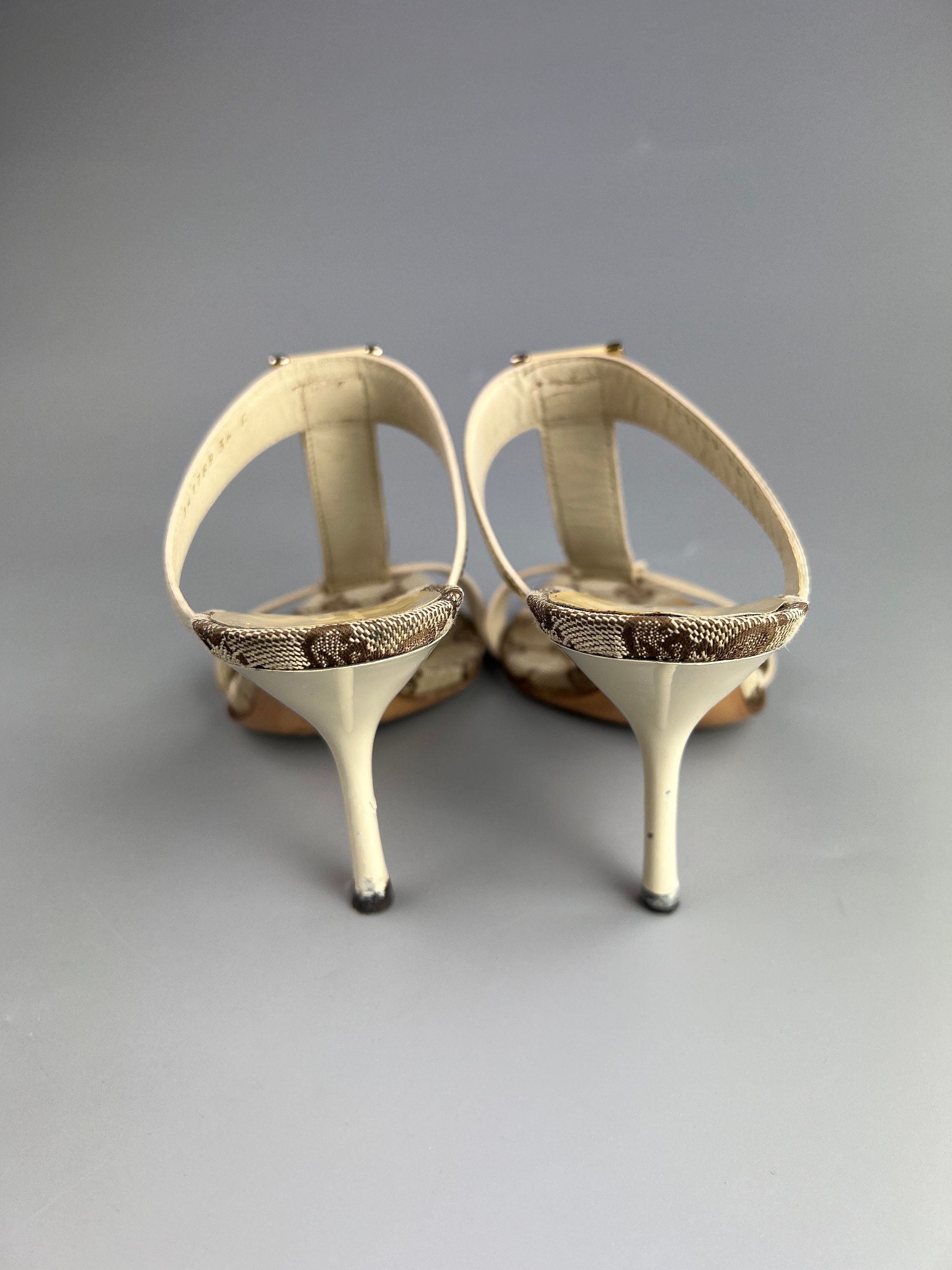Rare Vintage Gucci Women's Sandals Heels Monogram GG Mules Size