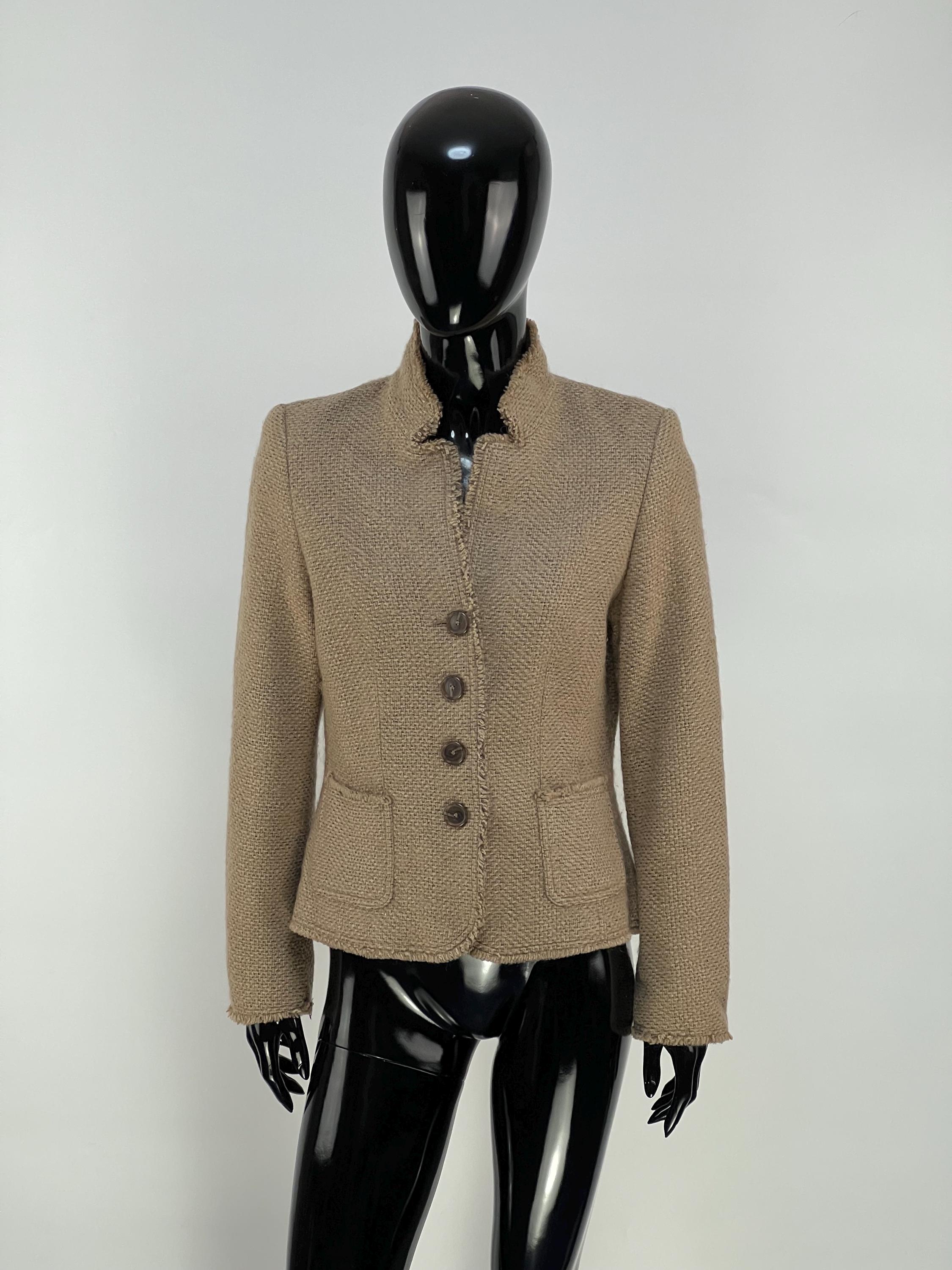Van Laack Women's Brown Virgin Wool Mohair Silk Blazer Jacket Size