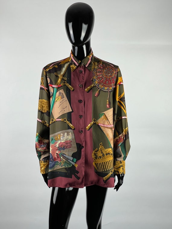 Hermes Authentic Ultra Rare Vintage Women's 100% Silk Button