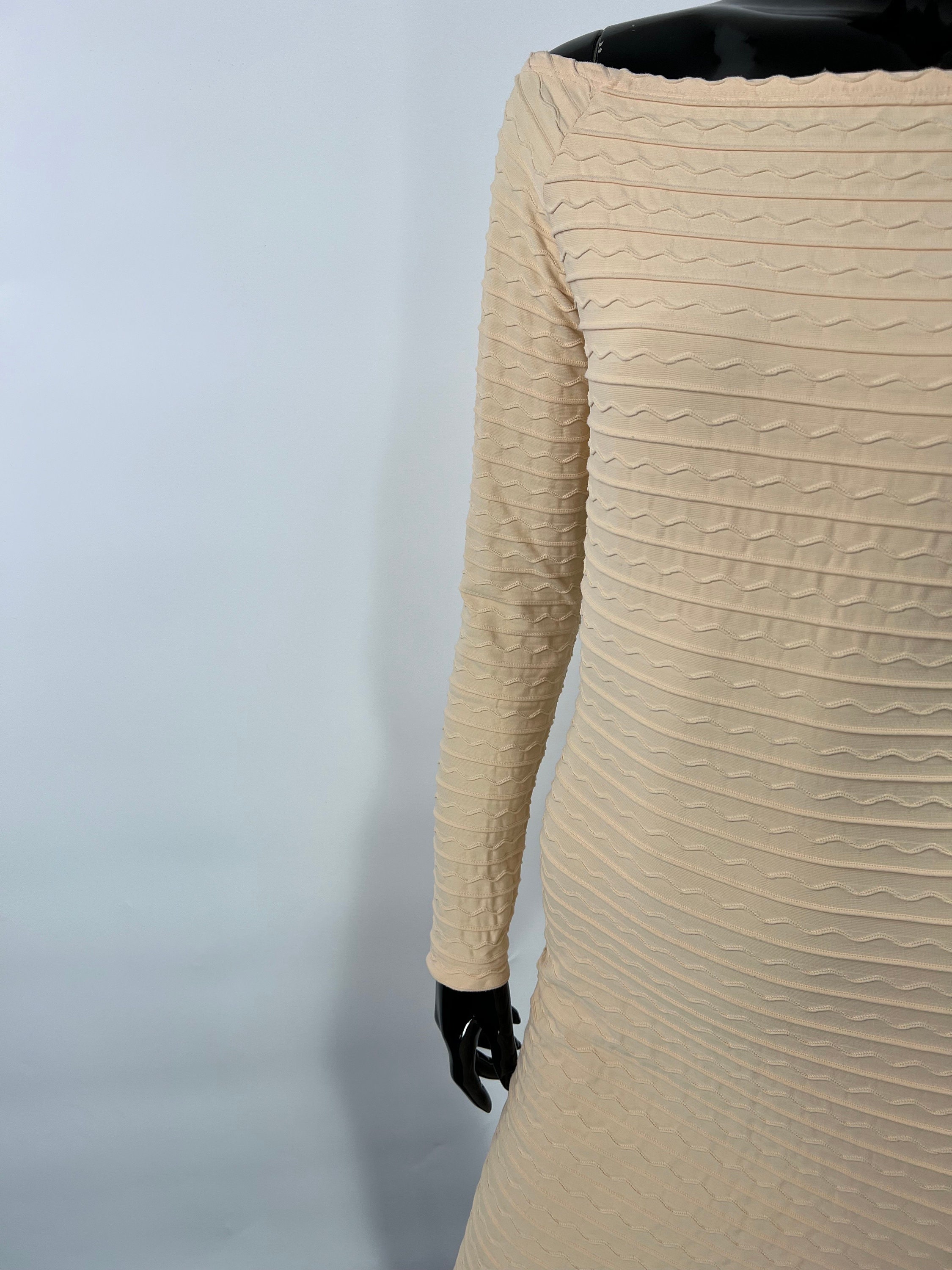 Versus Gianni Versace Vintage Beige Textured Long Sleeve