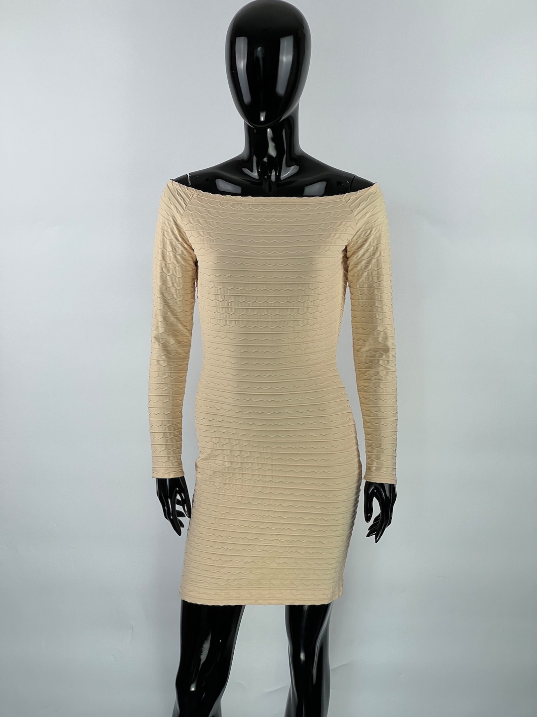 Versus Gianni Versace Vintage Beige Textured Long Sleeve