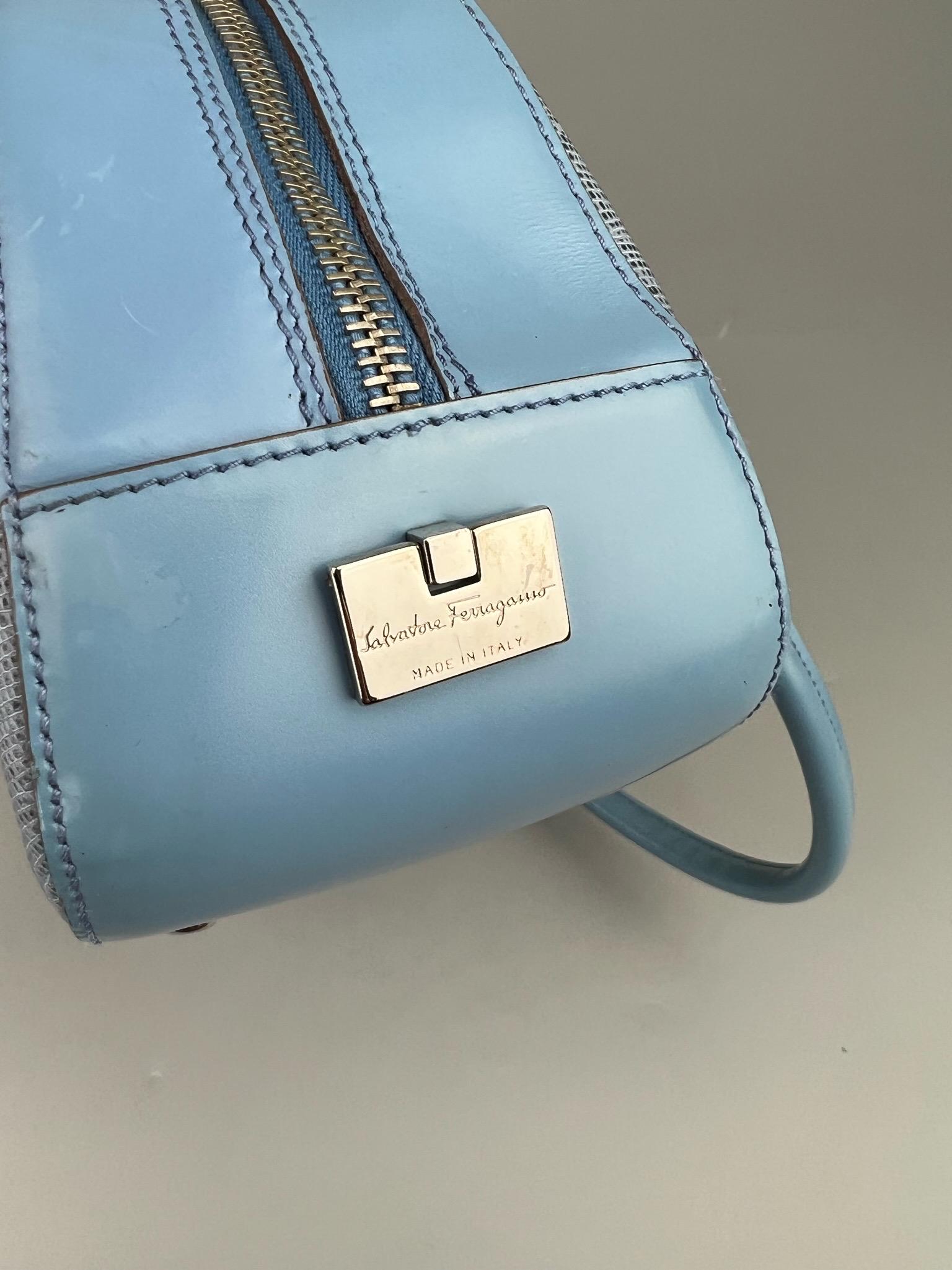 Salvatore Ferragamo Leather Shoulder Bag Blue Authentic AB-21 1234 