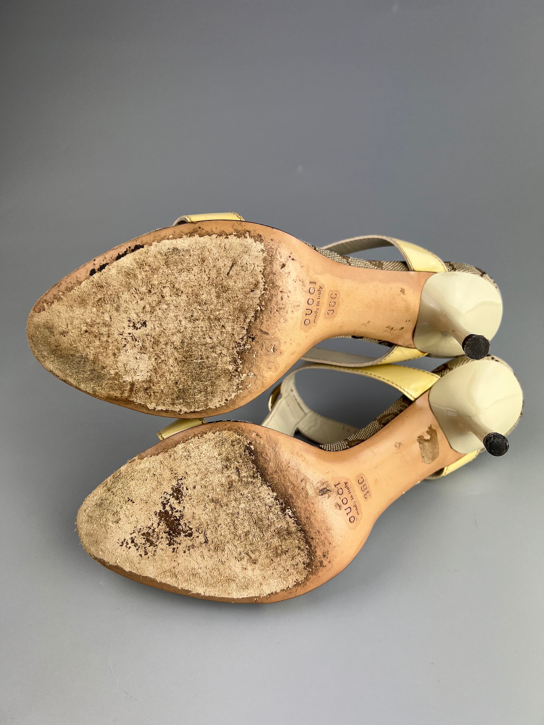 Rare Vintage Gucci Women's Sandals Heels Monogram GG Mules Size